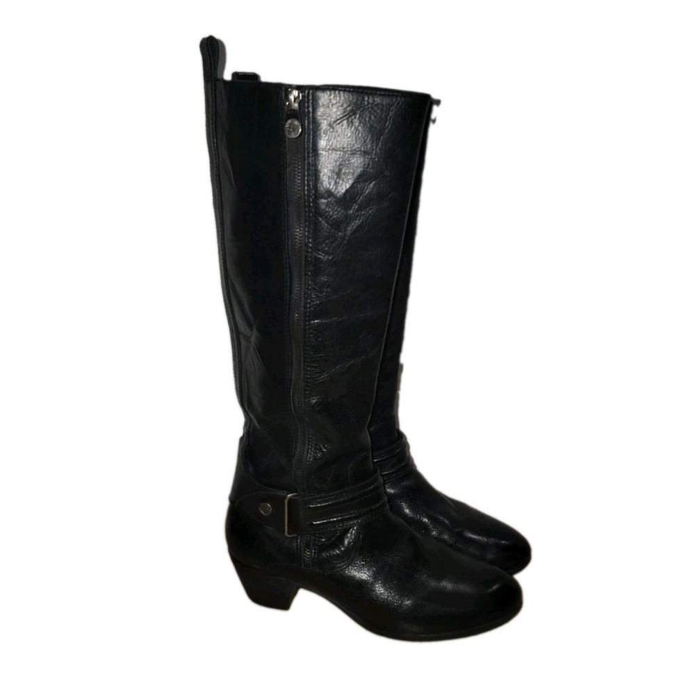 Nurture Brooks Women's Black Leather Zip Up Knee High Boots Size 8.5 M